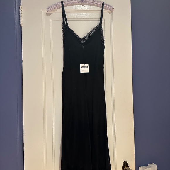 Moschino couture designer midi slip black dress US8 / GB10 - Picture 4 of 6
